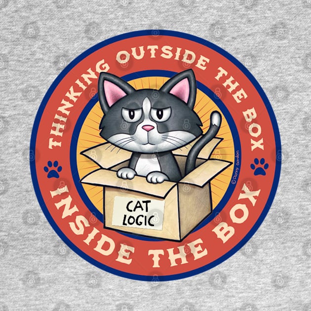 Cute Funny Cat Thinking Outside the Box by Danny Gordon Art